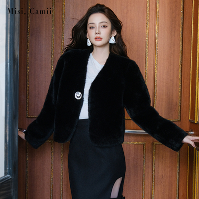 Misi.Camii订制扣饰环保毛外套