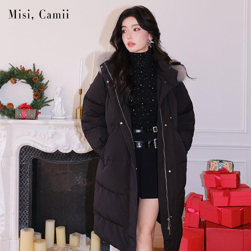 Misi,Camii通勤长款羽绒服白鸭绒