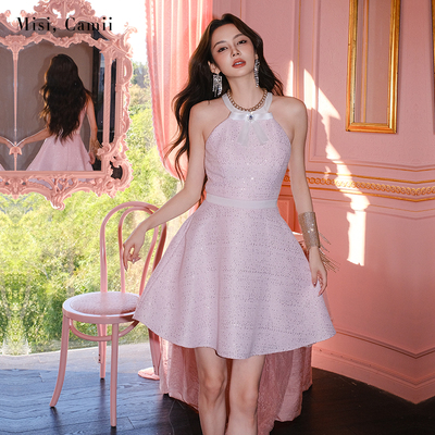 Misi.Camii撞色边珠片花呢连衣裙