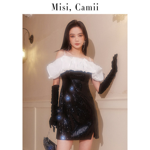 Misi,Camii气质高贵珠片绣撞色