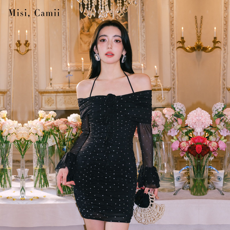 Misi.Camii名媛风一字肩连衣裙