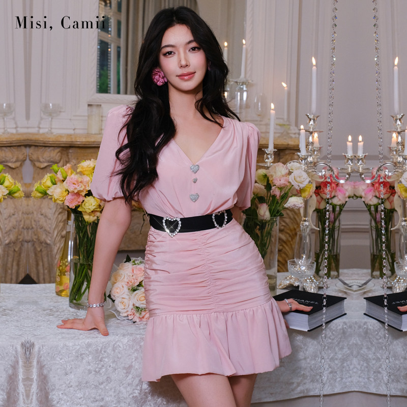 Misi.Camii张雨绮同款高腰连衣裙