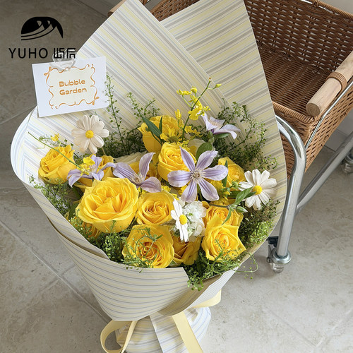 YUHO屿后条纹元素鲜花包装纸