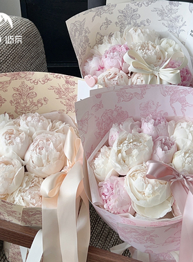 屿后 法式花园草木印花纸系列鲜花花束包花纸157g花店包装材料