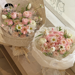 屿后 天然麻丝鲜花花束内衬diy手工包装材料节日场景布置花艺资材