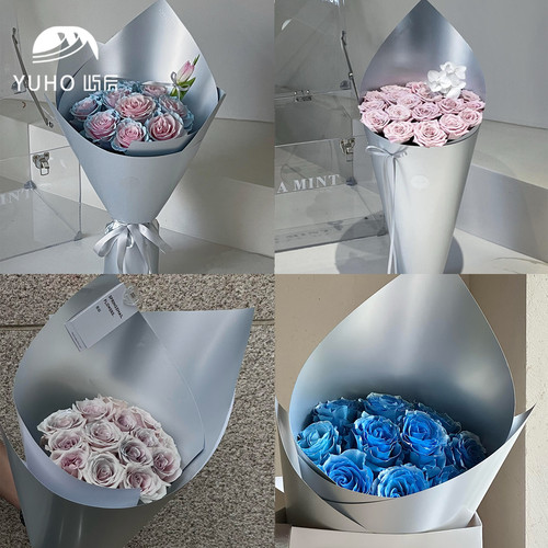 屿后 双面哑光银造型纸鲜花花束190克加厚硬挺纸花店diy包装材料