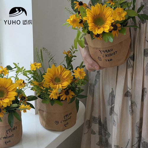 YUHO屿后水洗牛皮袋花袋礼物袋