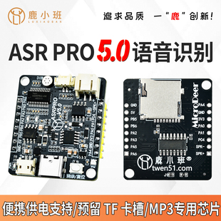 ASRPRO5.0语音识别模块板载SD卡槽天问智能家居语音控制 可装电池
