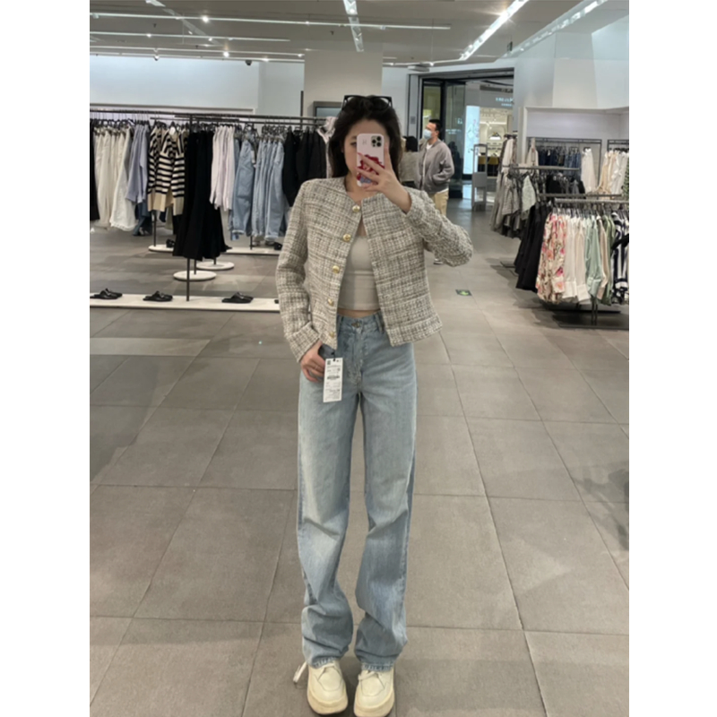 美式高个子浅蓝色牛仔裤女高腰显瘦加长窄版直筒高街休闲拖地裤潮