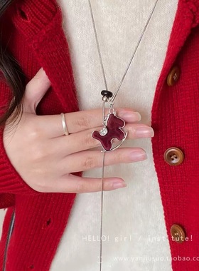 破价福利！高端新年款植绒虎眼石吊坠马上有钱毛衣链配饰~可调节