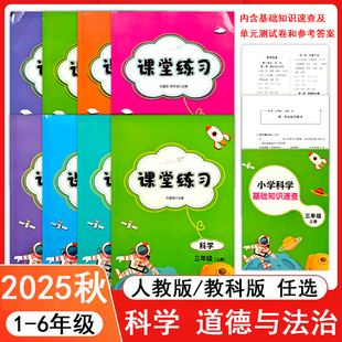 知识梳理专项训练天天练 同步课时单元 2025课堂练习家庭作业小学训练练习册1一2二3三4四5五6六年级上下册科学教科版 JK冀教版