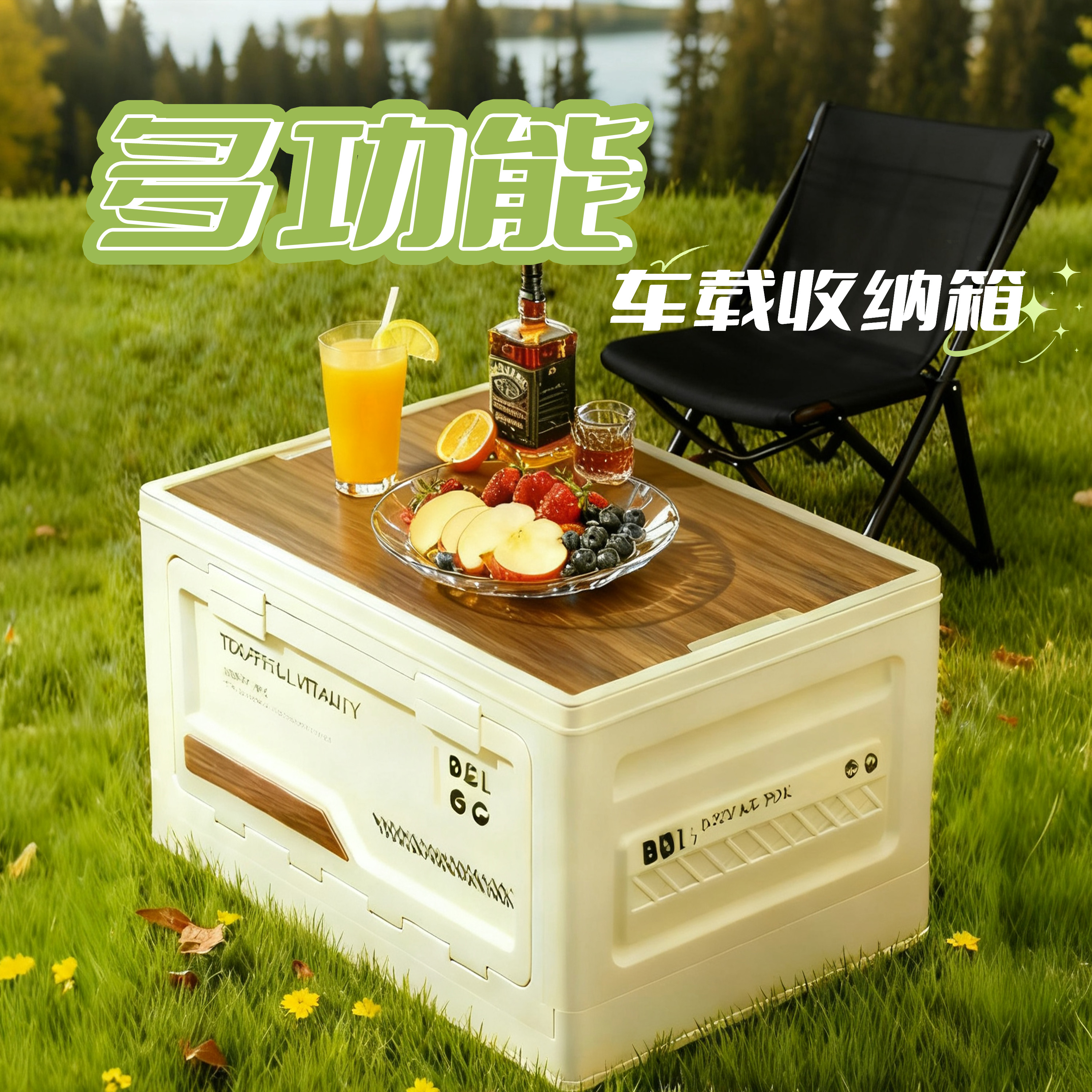 汽车后备箱整理箱子车载露营收纳箱野营储物箱用品户外折叠特斯拉