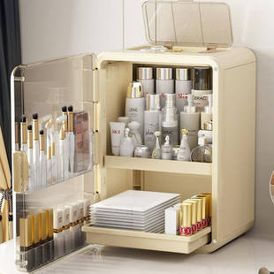化妆品收纳盒桌面防尘护肤品置物架梳妆台一体柜抽屉大容量化妆柜