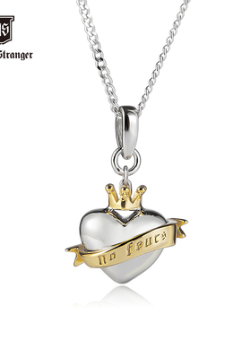 NATIVE STRANGER无惧之心镀金绸带皇冠心项链925银