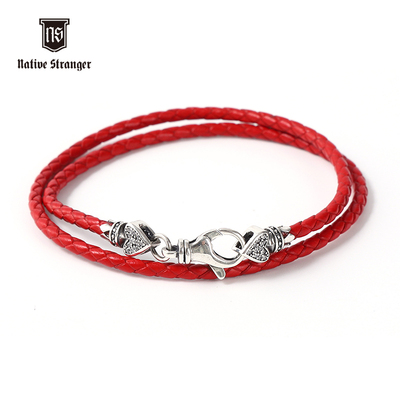 NATIVE STRANGER扑克桃心皮绳925银