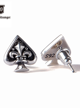 NATIVE STRANGER扑克镶黑宝石耳环925银