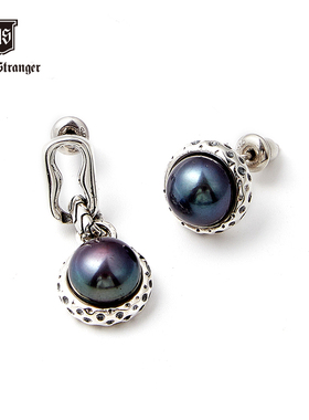 NATIVE STRANGER扭转珍珠耳环925银耳钉 朋克时尚女友礼物