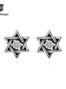 NATIVE STRANGER大卫星锆石耳钉925银