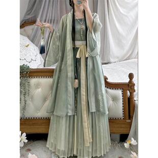 原创 女宋制汉服印花长干寺齐腰百褶裙日常清新春夏 花瑶