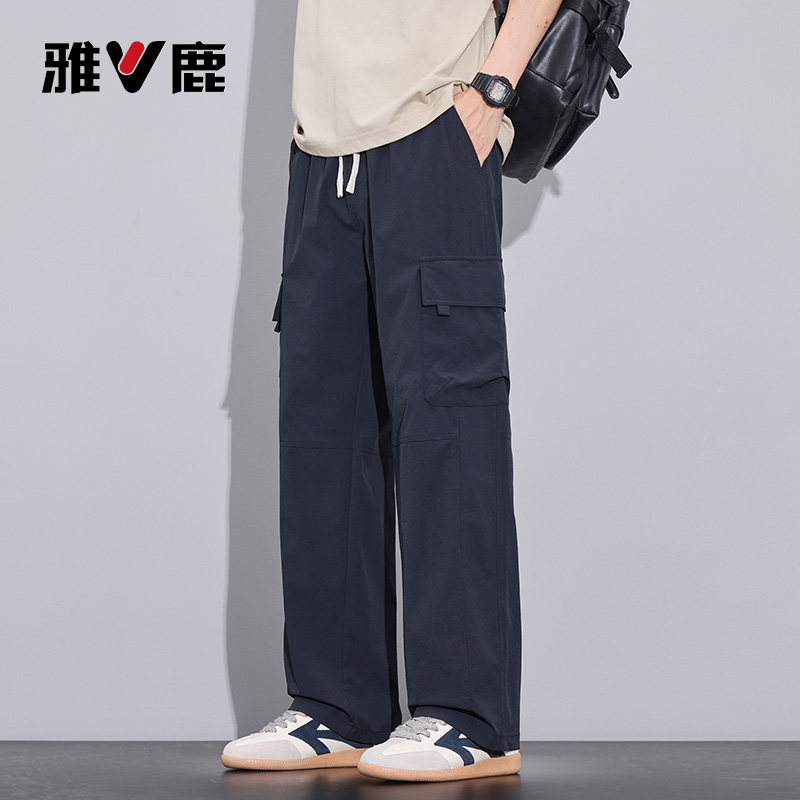 雅鹿冰丝薄款运动伞兵裤图片