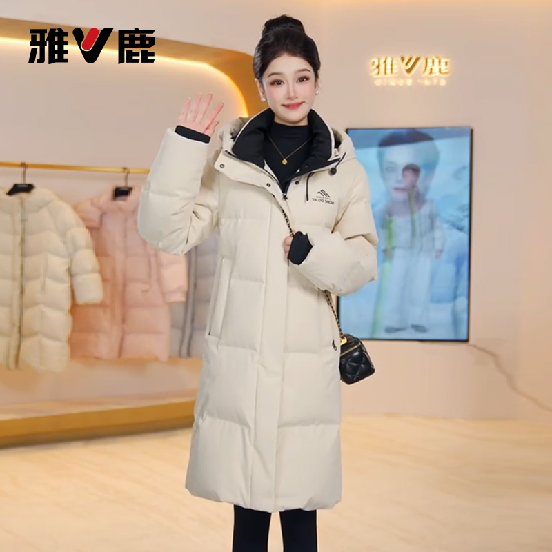 雅鹿时尚长款羽绒服女款2025冬季新款运动休闲大被子加厚保暖外套