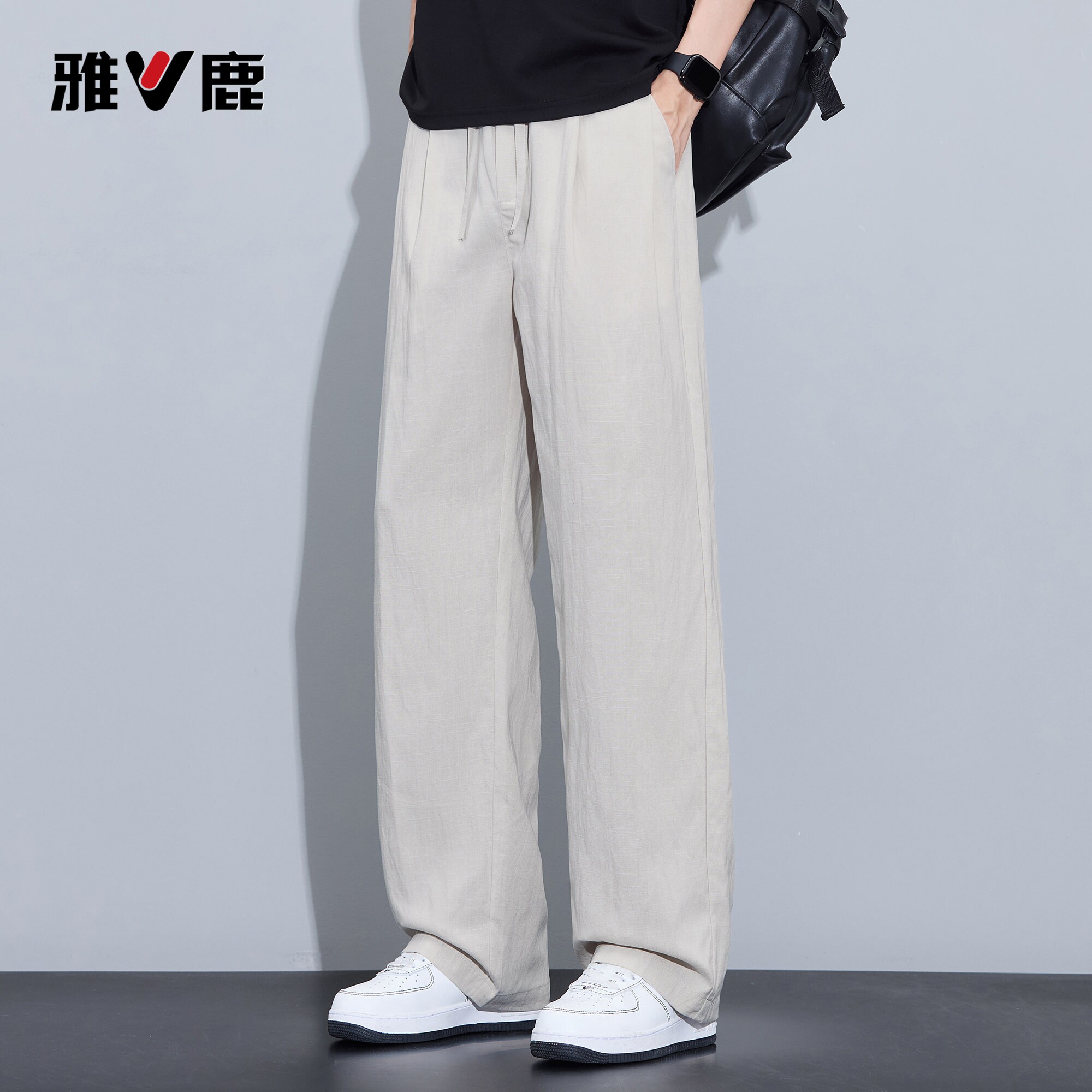 雅鹿亚麻休闲裤男士薄款宽松直筒图片