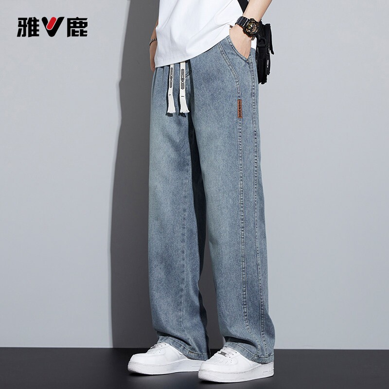 鹿天丝牛仔裤男士宽松直筒2026夏图片