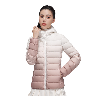 雅鹿轻薄羽绒服通勤立领连帽