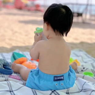 vilebr儿童沙滩裤海龟童装海边纯色亲子泳裤内衬遇水显形温泉短裤