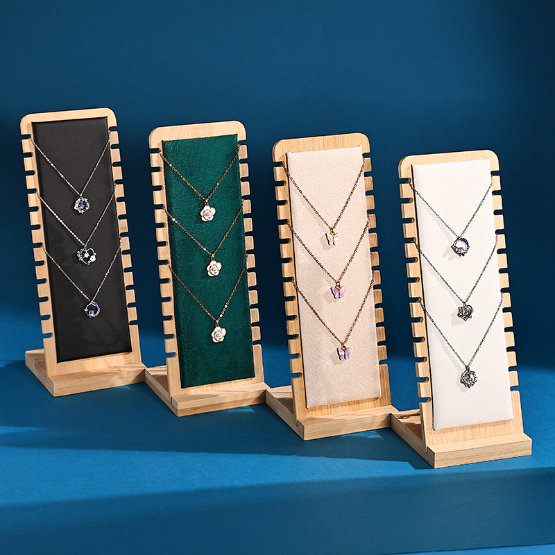 竹木可拆项链立式展示架锁骨链饰品挂架项链陈列拍摄直播道具架子