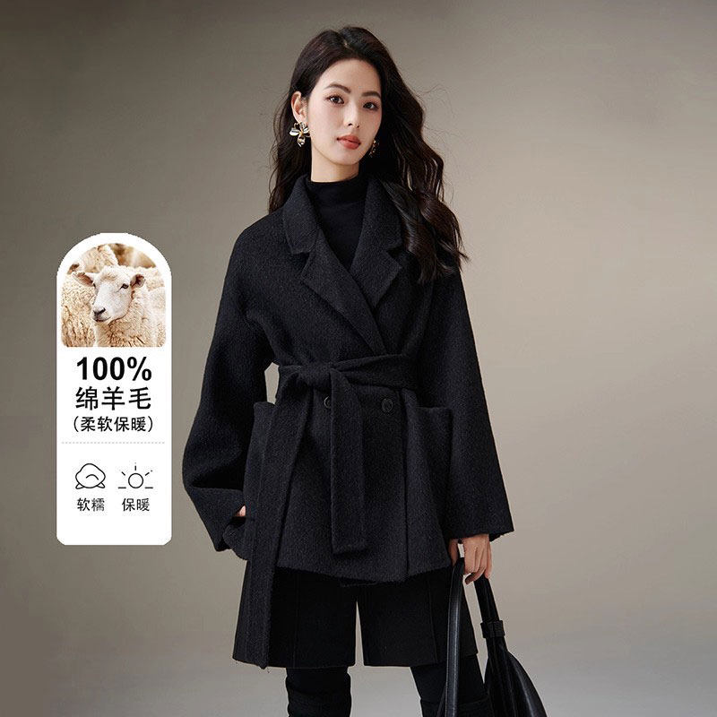 千寻宜双面呢正肩羊毛大衣