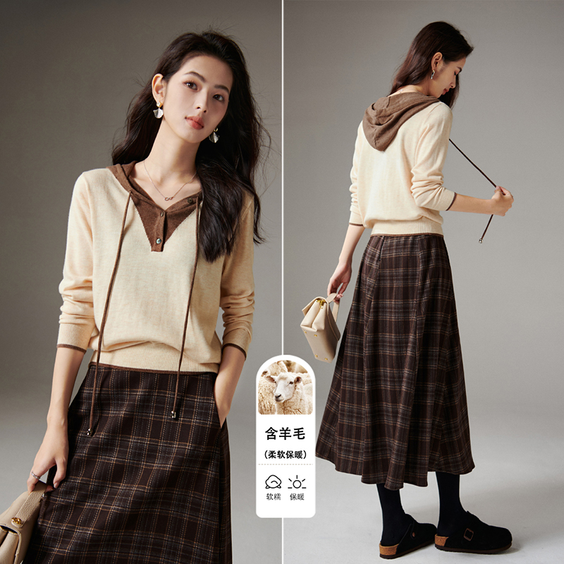 千寻宜绵羊毛弹力套头针织衫