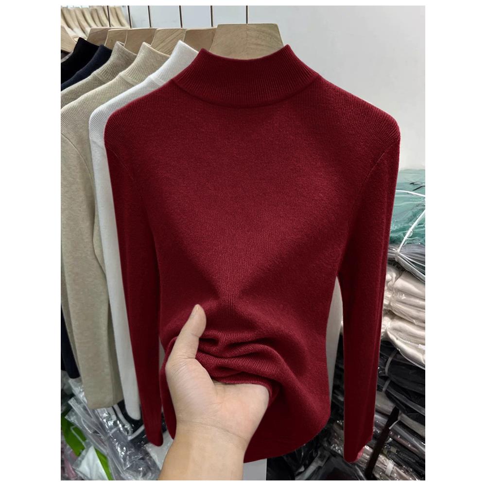JOYIASS新款半高领软糯打底衫女秋冬修身中领套头毛衣内搭针织衫