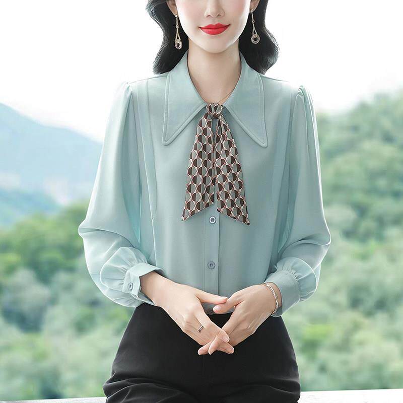 JOYIASS2025秋季新款法式甜美通勤上衣气质小衫衬衣雪纺衬衫女长