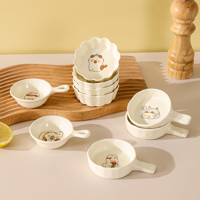 卡通带柄ins风可爱小碟子