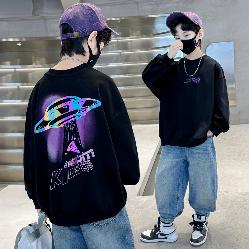 春秋季男童卫衣2026新款儿童帅气印花上衣春季中大童网红潮流春装