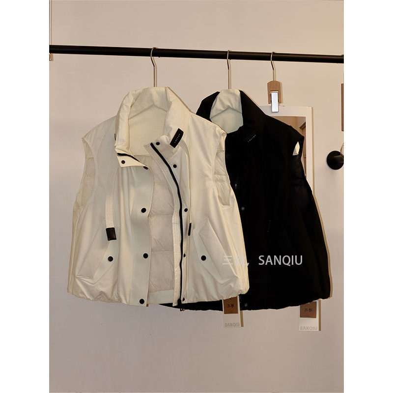 90白鸭绒羽绒马甲女时尚简约潮流休闲韩版撞色无袖冲锋衣立领外套,女装/女士精品,马夹,淘宝优惠券,粉丝福利购,淘宝优惠卷