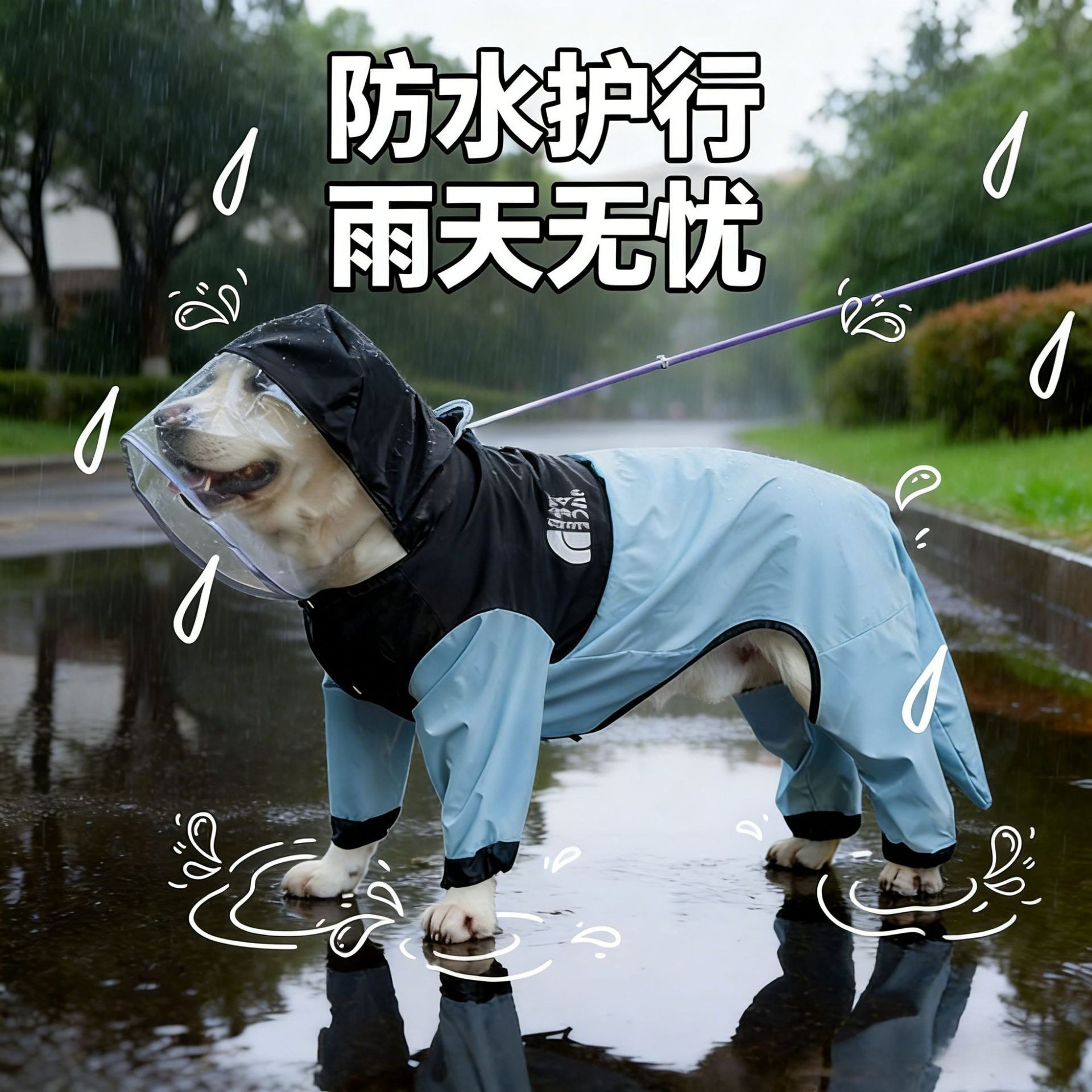 大狗雨衣春夏季四脚防水防雨全包雨披中大型犬狗狗雨衣宠物衣服