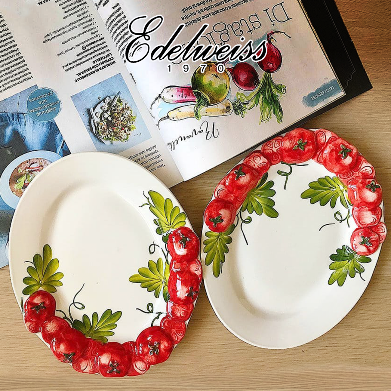 意大利手绘浮雕陶餐具前菜开胃菜