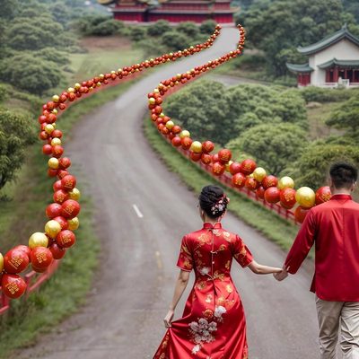 港乐诗农村结婚引路气球迎宾路边