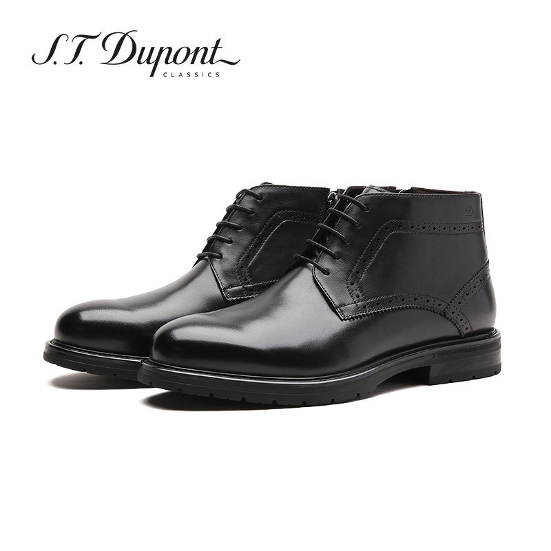 都彭男士冬季高帮牛皮切尔西靴