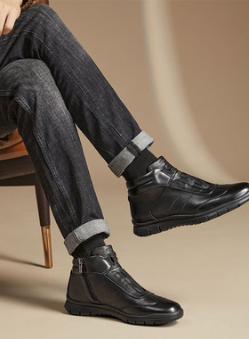 S.T. Dupont/都彭加绒休闲运动休闲靴男士潮流舒适保暖通勤皮短靴