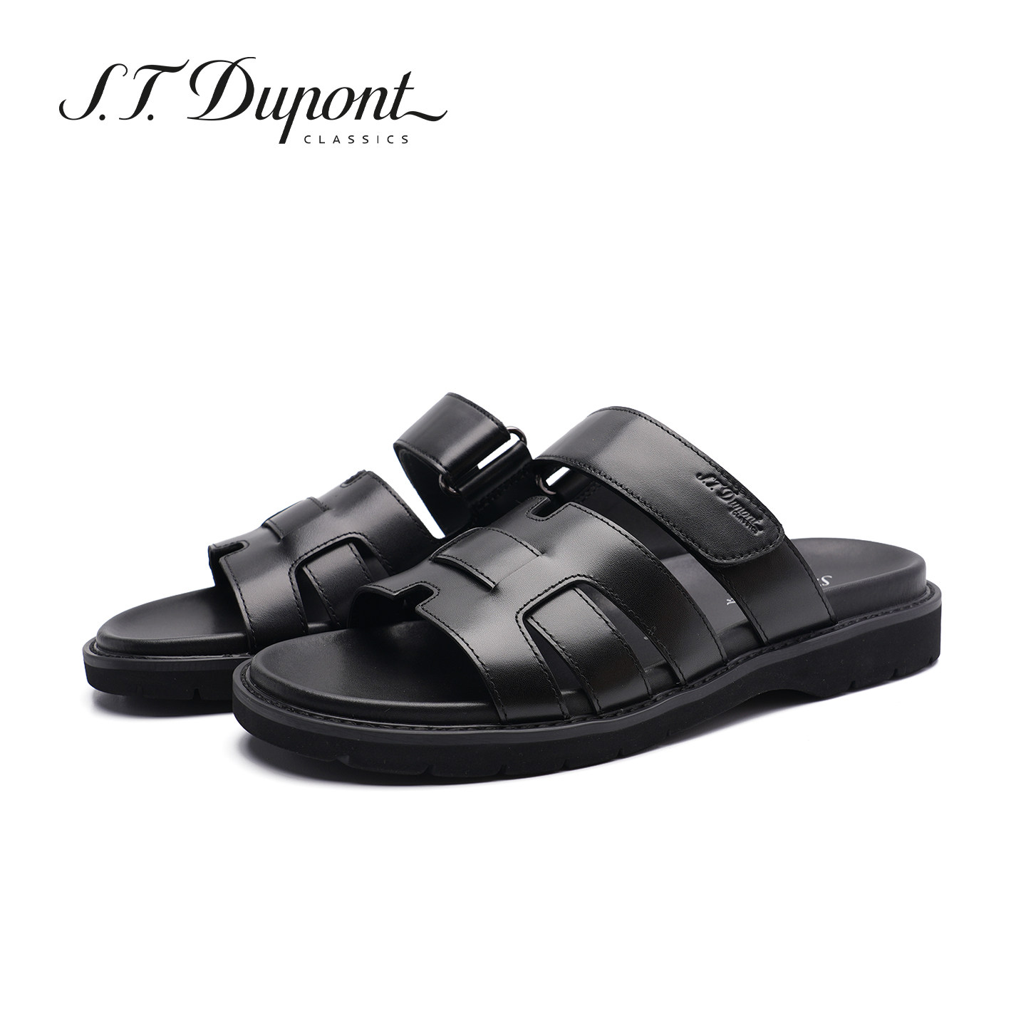 S.T. Dupont/都彭黑色真皮凉鞋男夏季防滑轻便休闲拖鞋G35163404