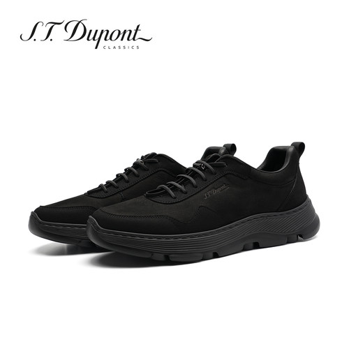 S.T. Dupont/都彭男士真皮运动休闲鞋黑色软底百搭透气男鞋松紧带