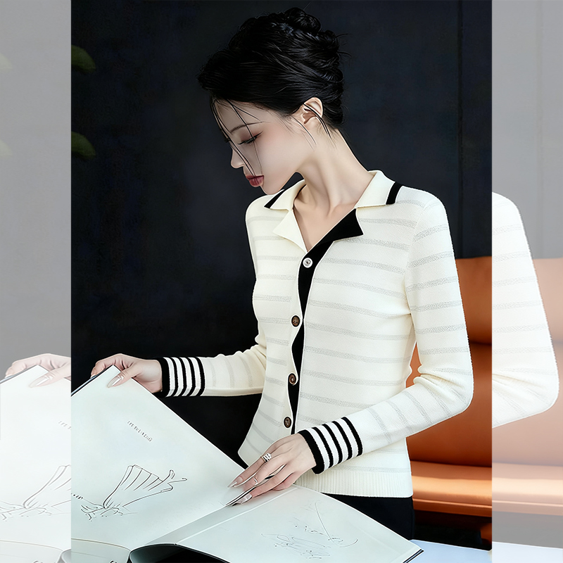 ROUMIKL设计感别致纽扣针织开衫女秋季新款今年流行紧身显身材长