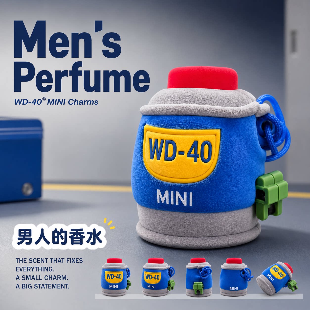 男人的香水WD40润滑油毛绒挂件仿真小罐子钥匙扣男生书包包挂礼物图片