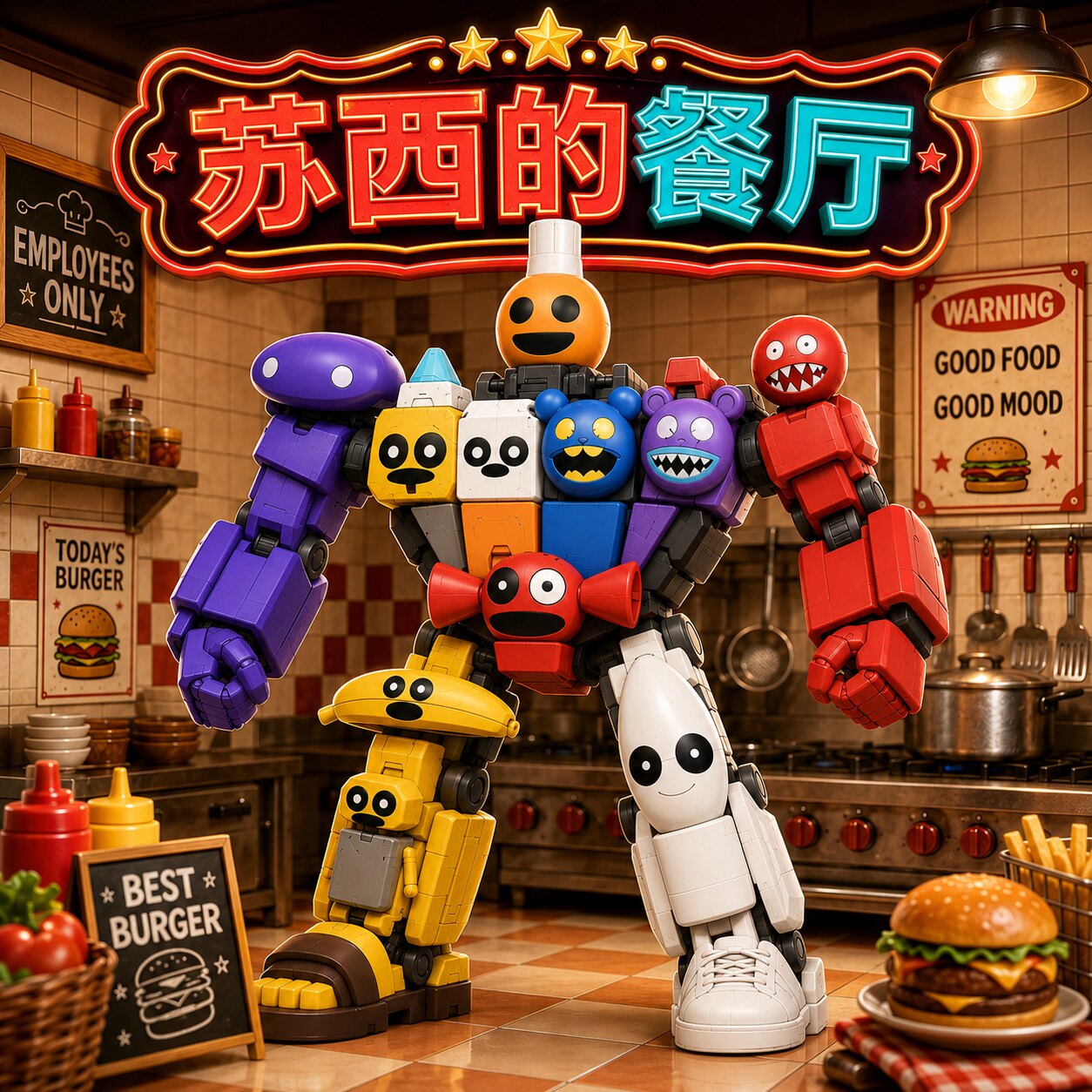 苏西的餐厅手办玩具3d打印积木抽象模型摆件恐怖游戏周边妈妈咪呀