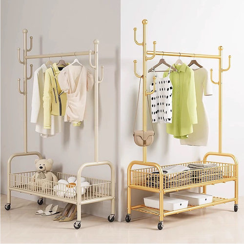 衣架落地家用可折叠衣帽架卧室客厅挂衣服架子阳台简易收纳晾衣架