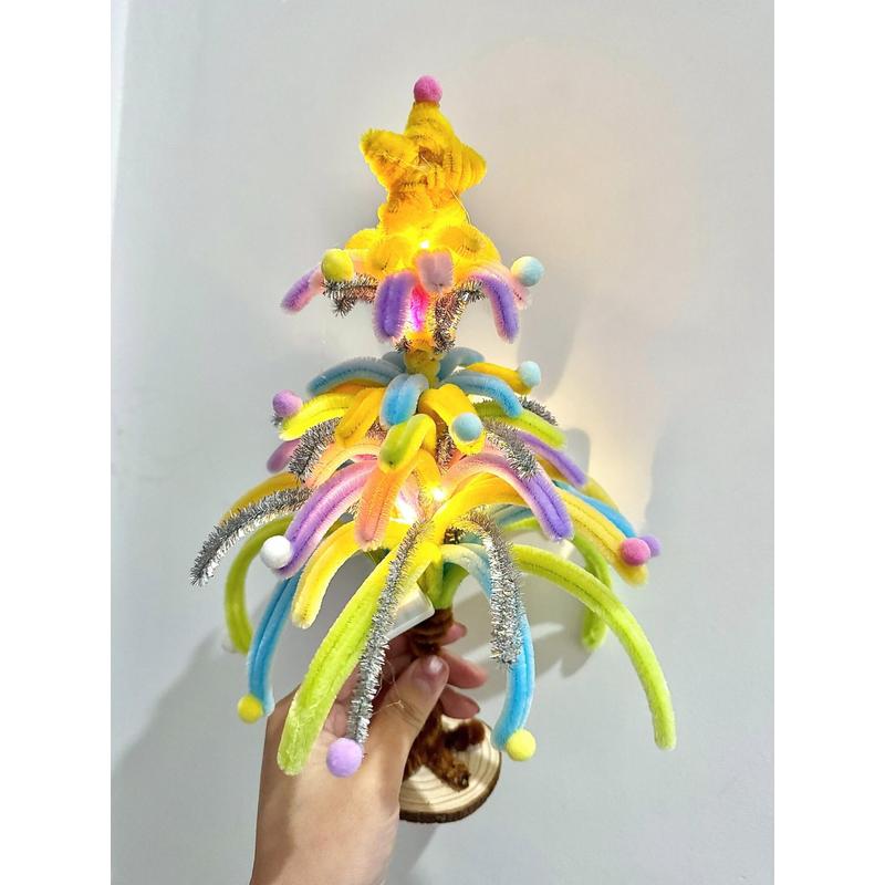 烟花圣诞树扭扭棒diy材料包发光圣诞树小夜灯圣诞节礼物送朋友