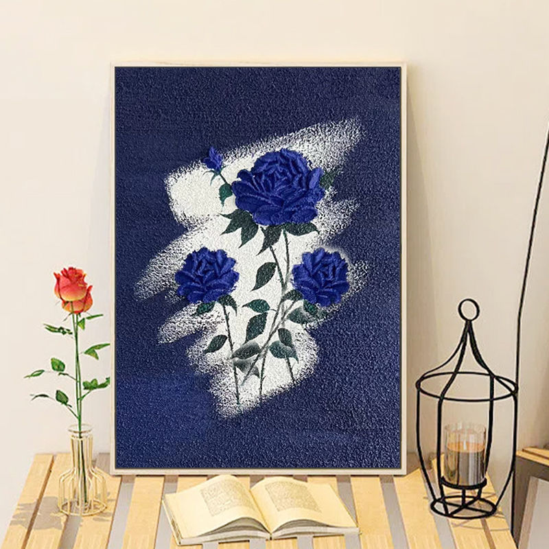 香和520玫瑰花卉diy肌理画材料立体石英砂丙烯手工节日装饰画图片